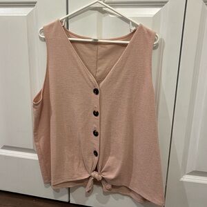 Women's Pink Button-Down Sleeveless Top XXL
